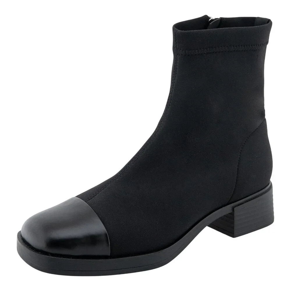 NWT Aerosoles Womens DIMMI Ankle Bootie DIMMI Black Stretch Fabric 6M - Picture 1 of 14